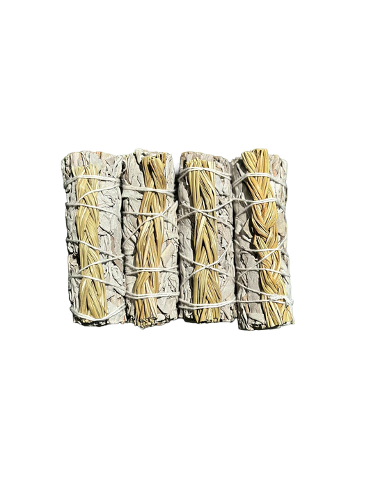 White Sage Braided Sweetgrass Smudge Stick